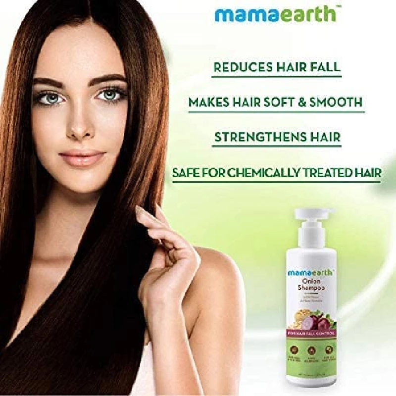 Mamaearth Onion Shampoo for Anti Hair Fall & Hair Growth with Onion Oil & Plant Keratin, 400 ml-2.webp